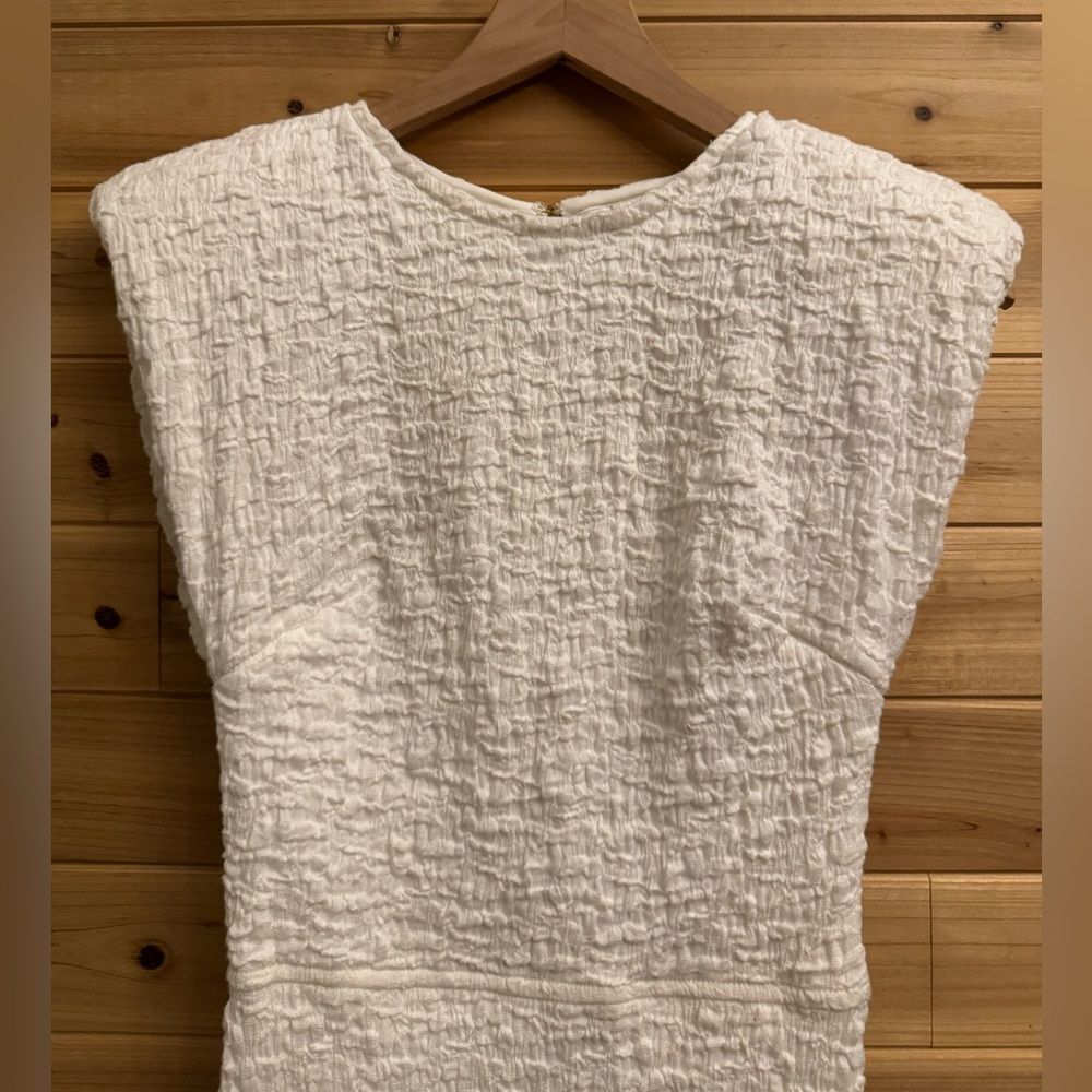 Sabina Musayev Sz Medium Bamboo Mini Dress Crinkle Cut Out Shoulder Pads Bridal - Picture 4 of 15